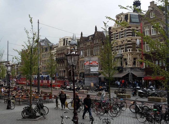 A busy Amsterdam street