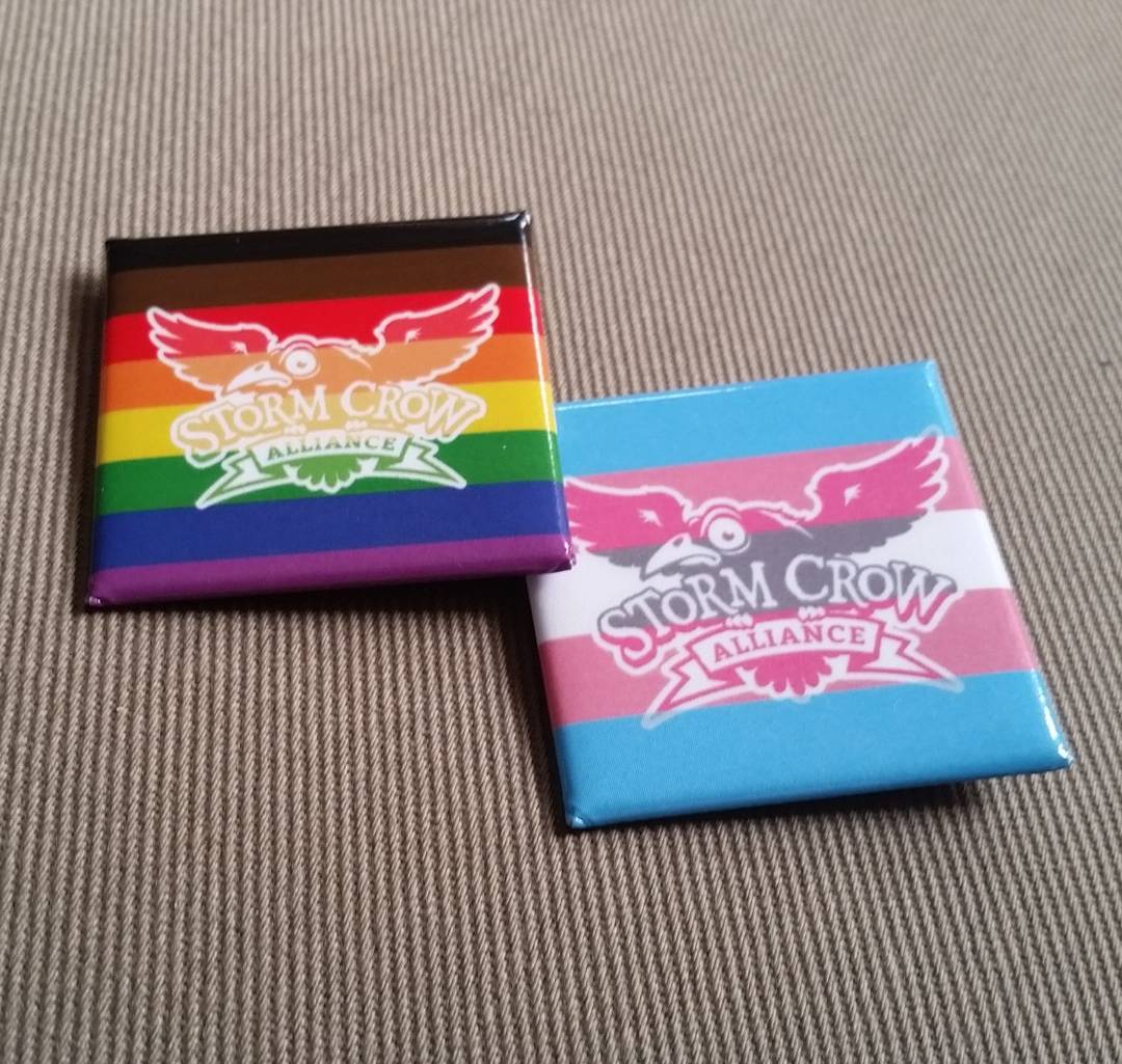 Storm Crow pride buttons