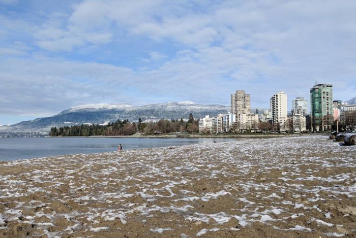 English Bay Beach with a bit of snow