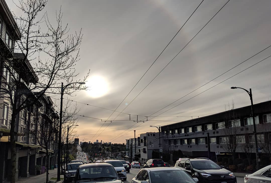 Halo around the setting sun