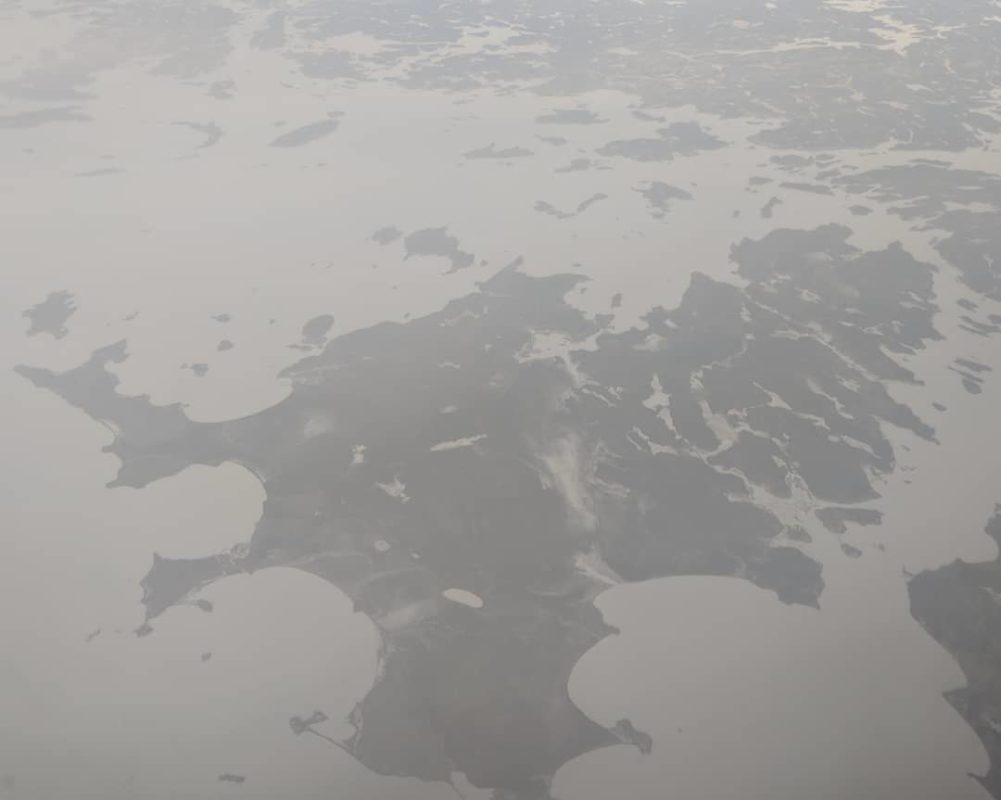 big island in frozen lake