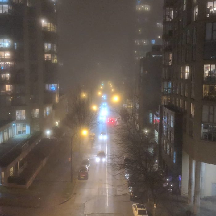 Beach Avenue in the fog