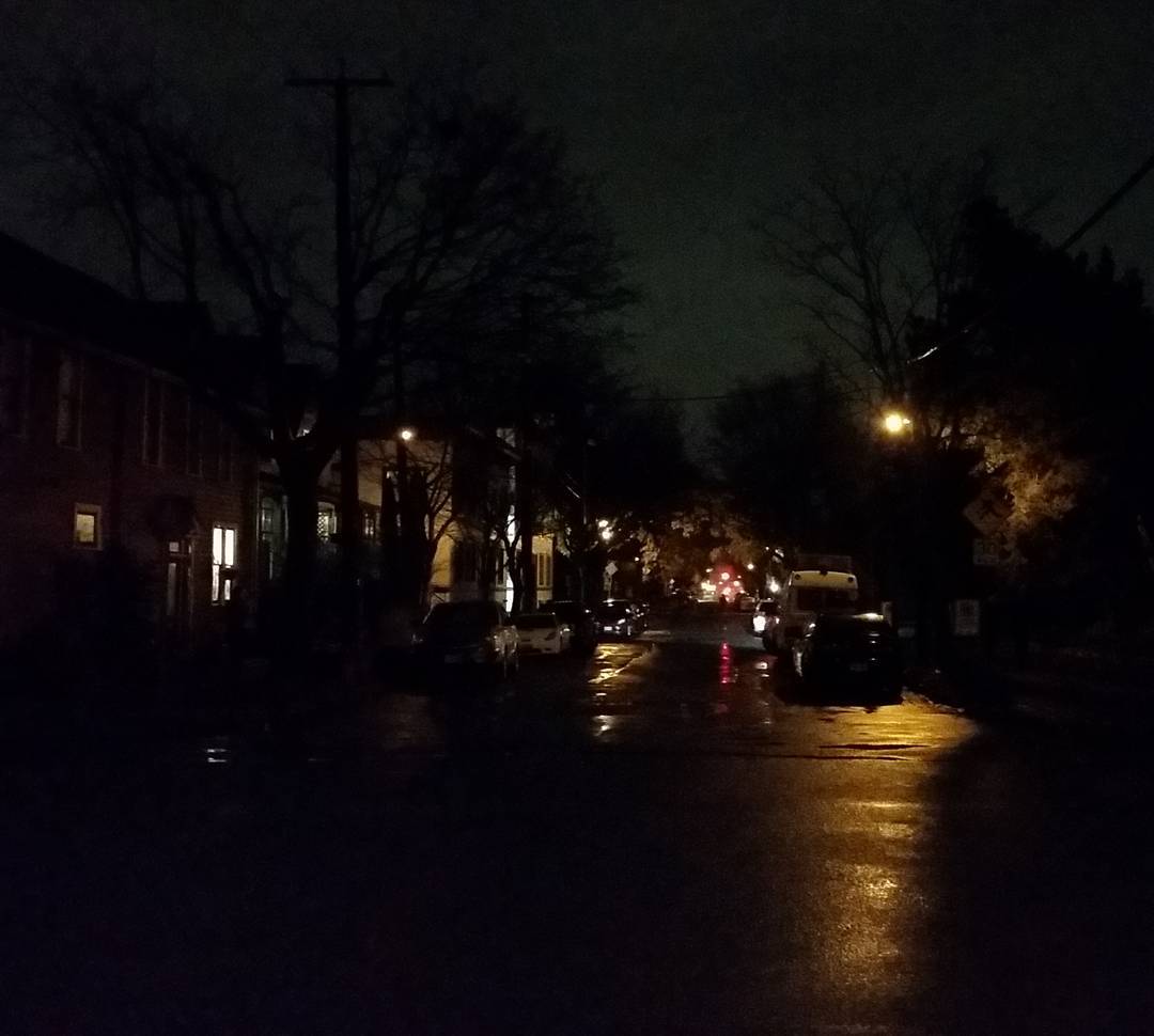 A little wet street at night