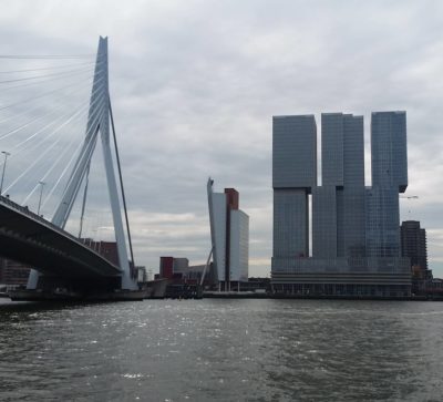 A bridge and big square connected towers
