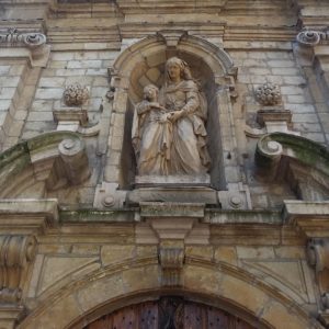 A statue over a chapel door