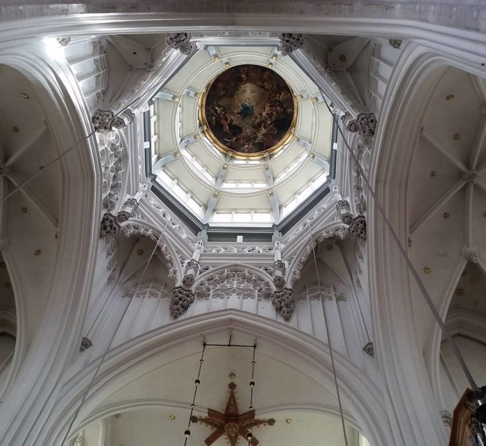 Cathedral ceiling above the altar
