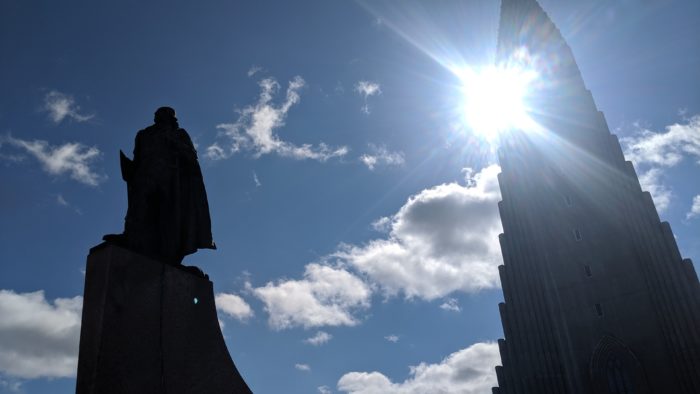 Statue and church