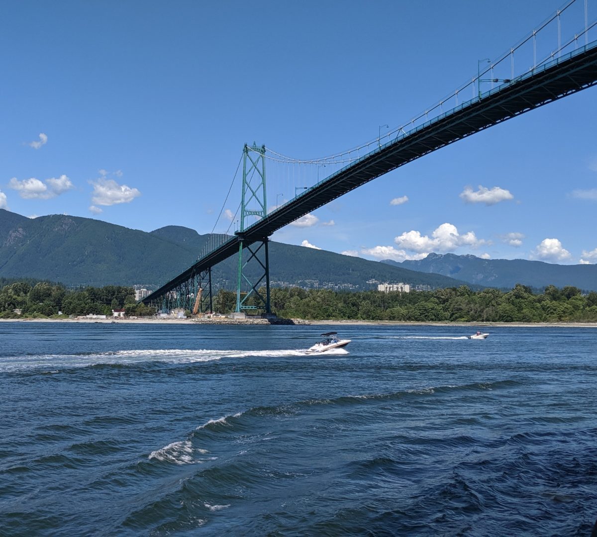bridge and speedboat