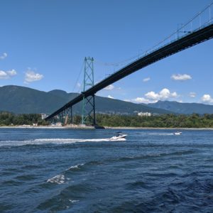 bridge and speedboat