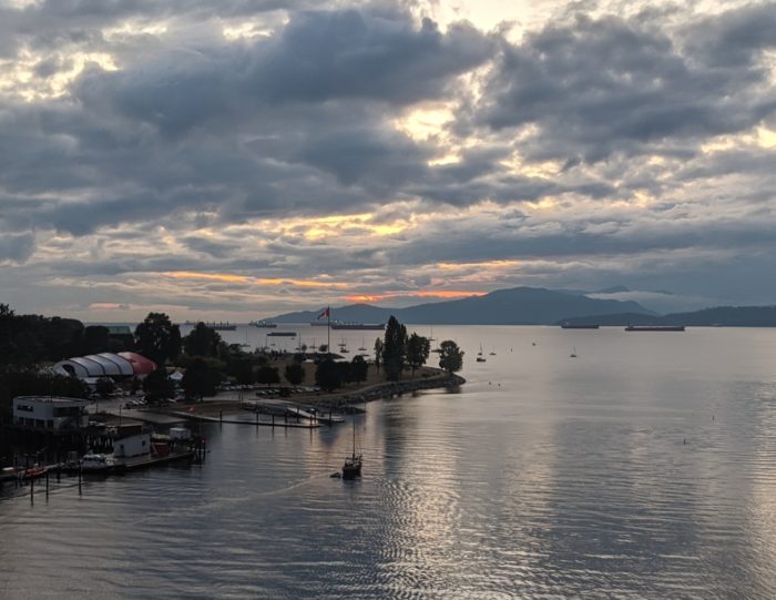 cloudy sunset over English Bay