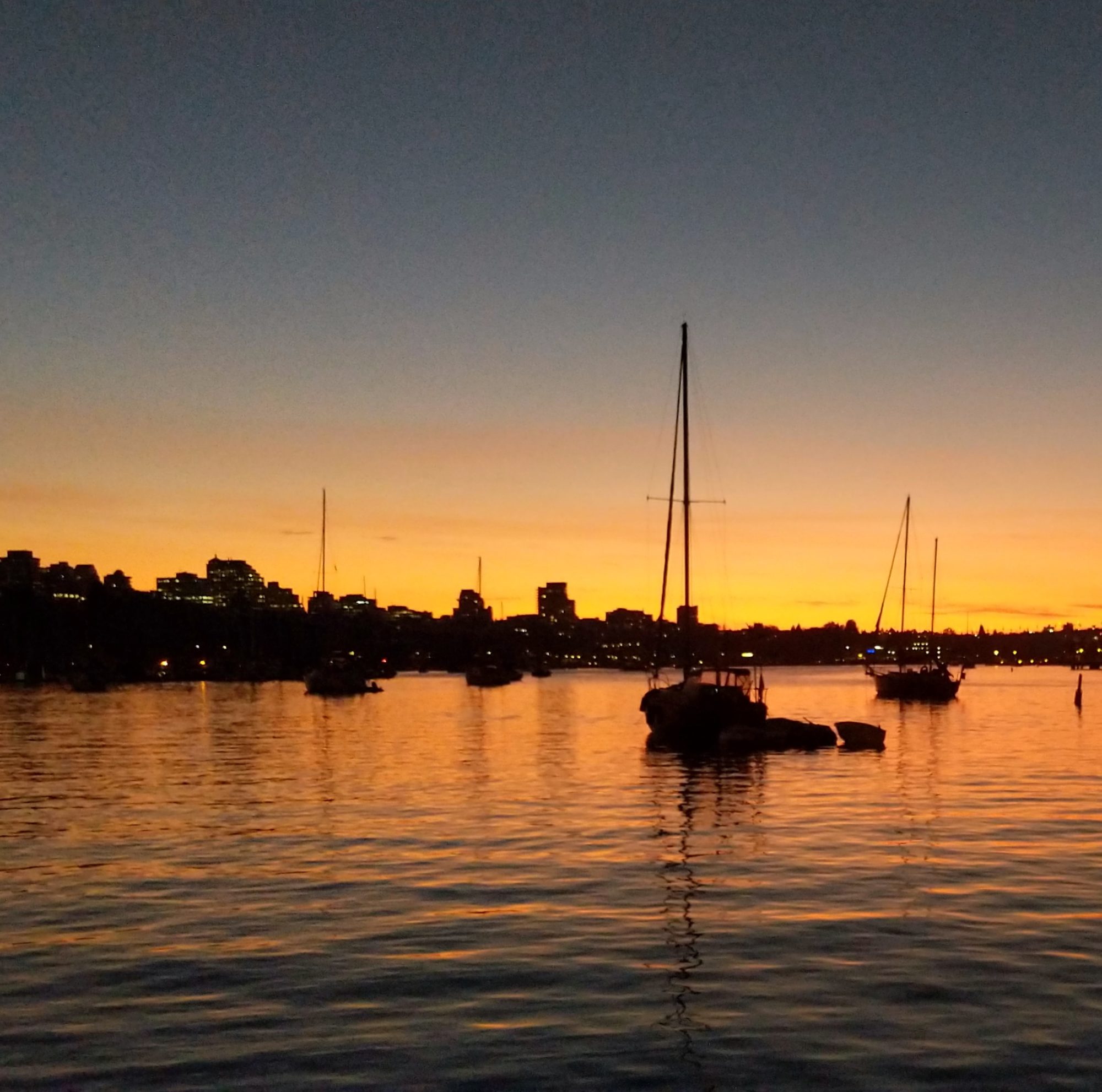 Boats on golden water