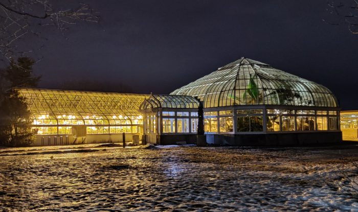 Greenhouse at night