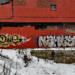 Grafitti on red wall