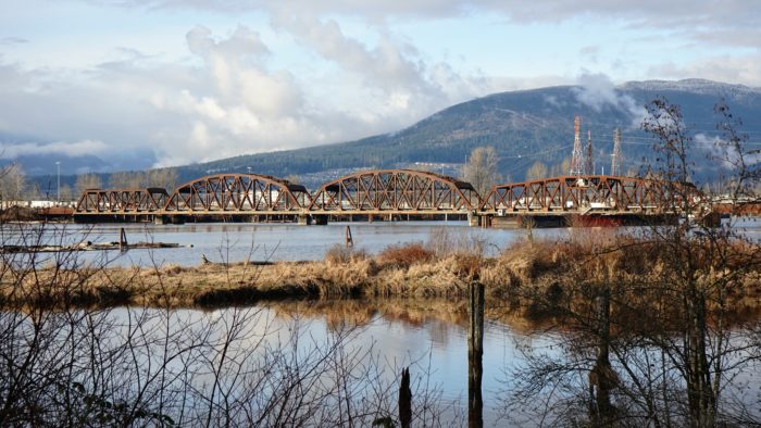 Pitt River and rail bridge