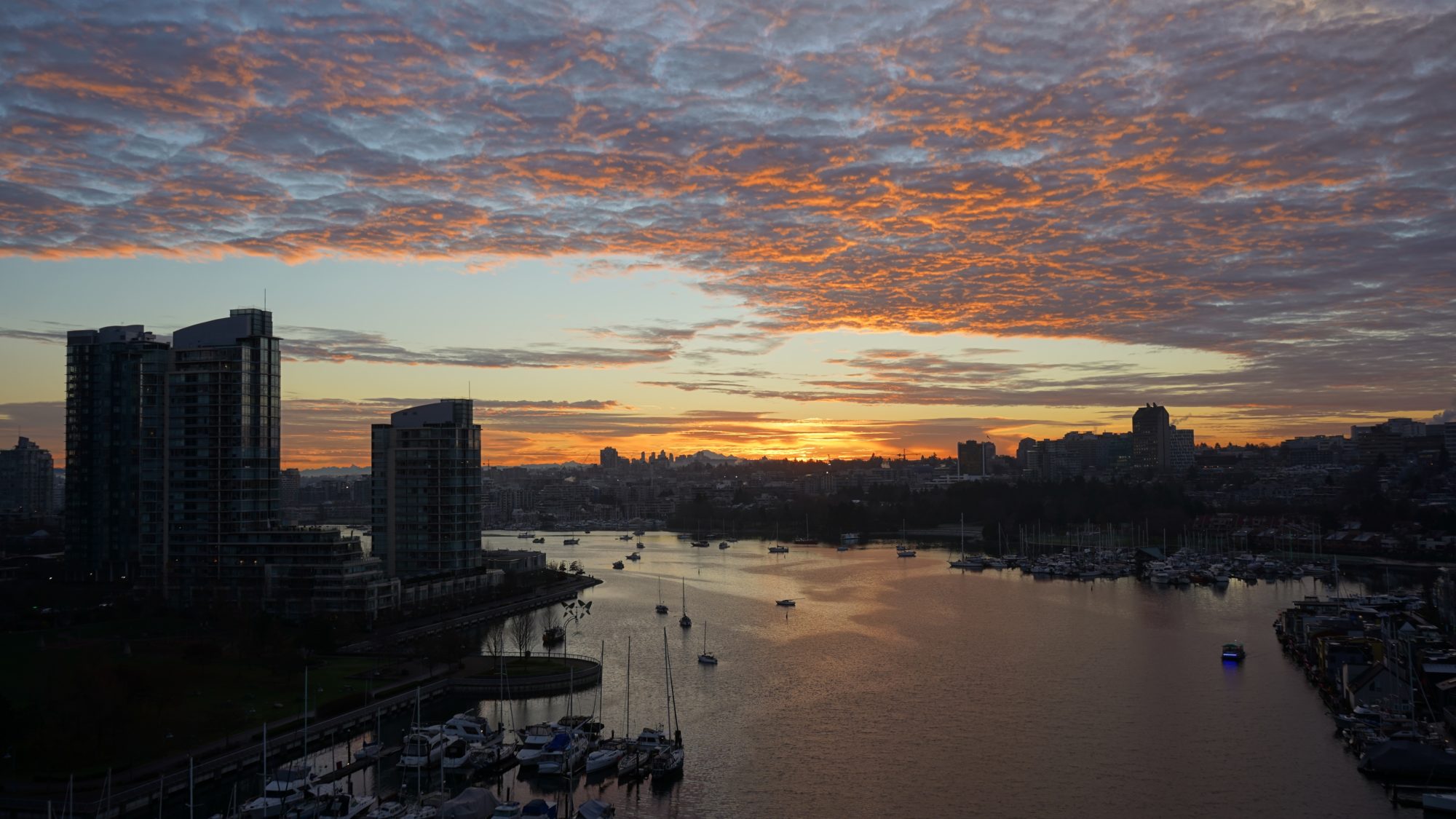 Fiery clouds over False Creek