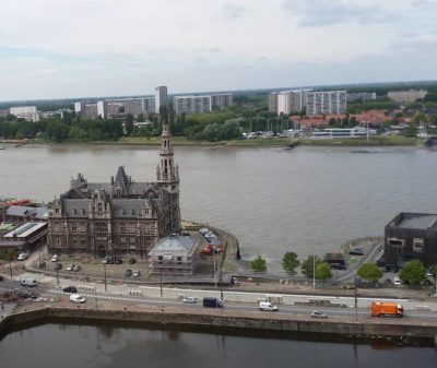 A little castle by a river
