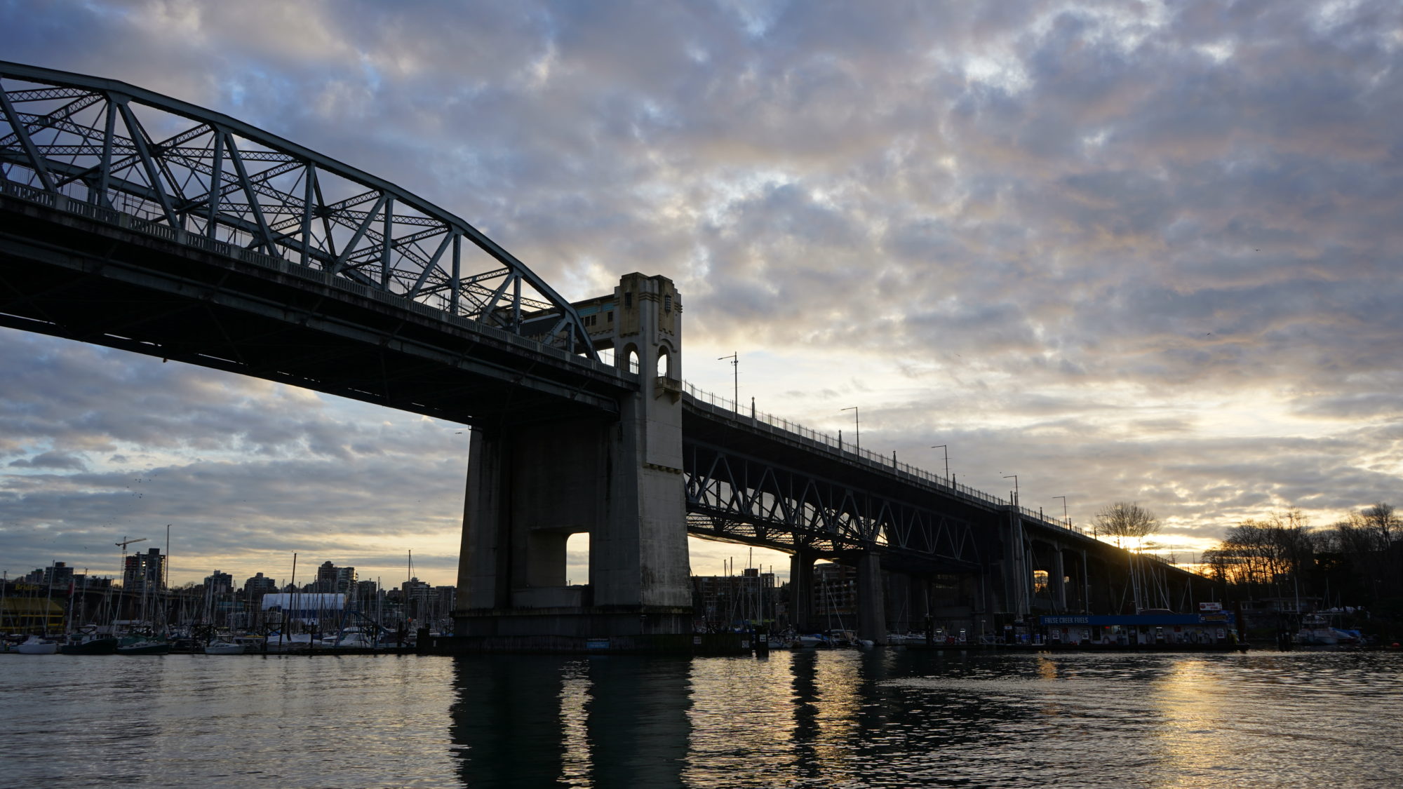 Burrard Bridge, sun going down