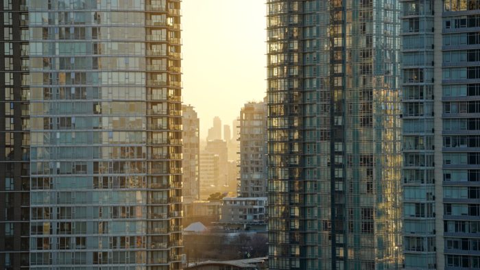 View through the urban canyon