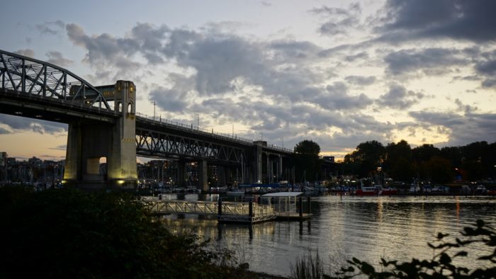 Burrard Bridge in gold light