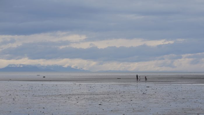 People at low tide