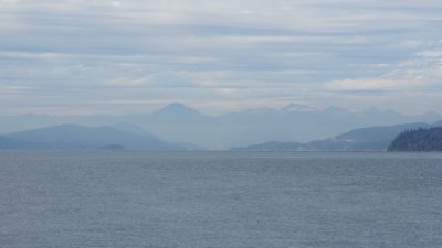 Soft blue mountains and clouds