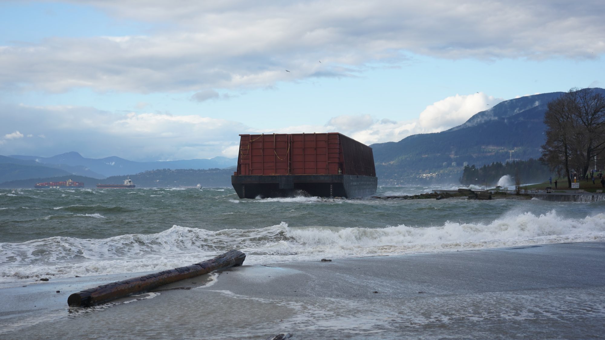 Barge on the seawall