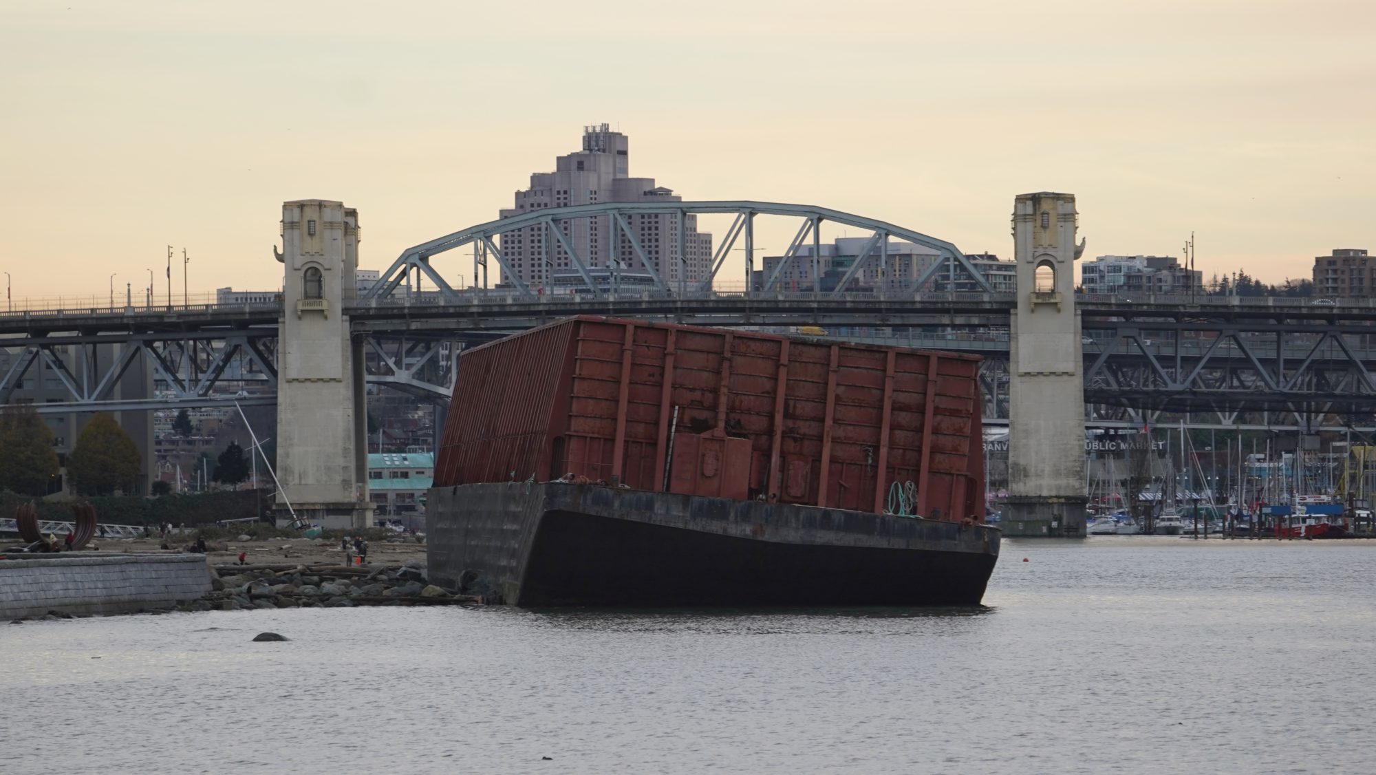 Barge and Burrard Bridge