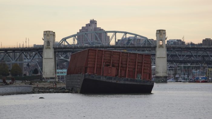 Barge and Burrard Bridge