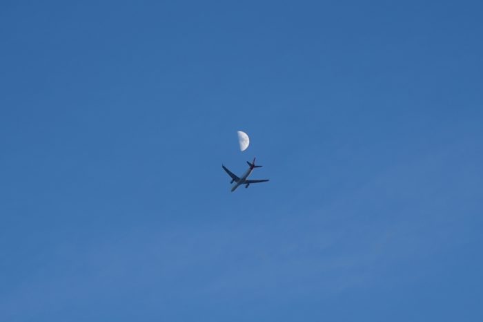 Plane and moon