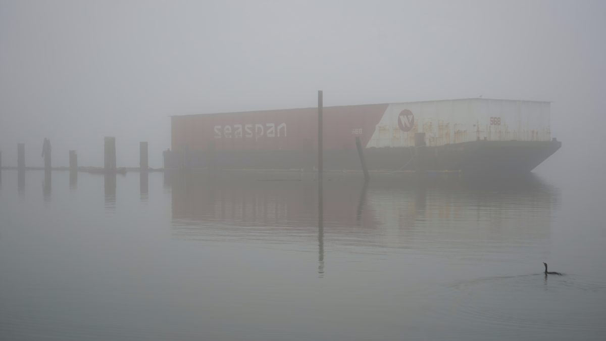 Barge in the fog