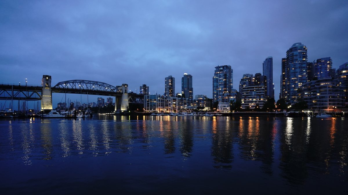 False Creek and Vancouver at twilight