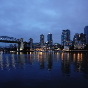 False Creek and Vancouver at twilight