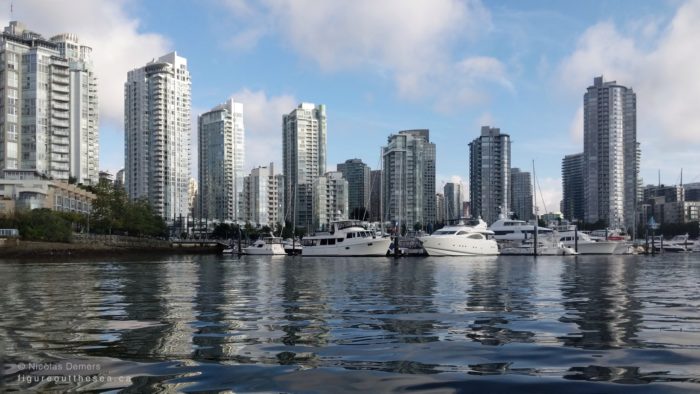 Towers over water