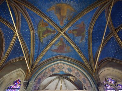 Old Town Hall chapel ceiling, with paintings of the 4 evangelists