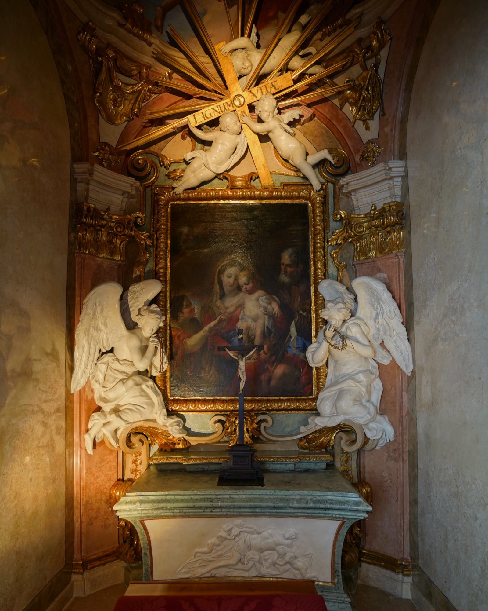 A private altar and prayer spot, with art and statues
