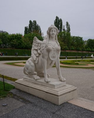 A female sphinx with breasts and lion parts