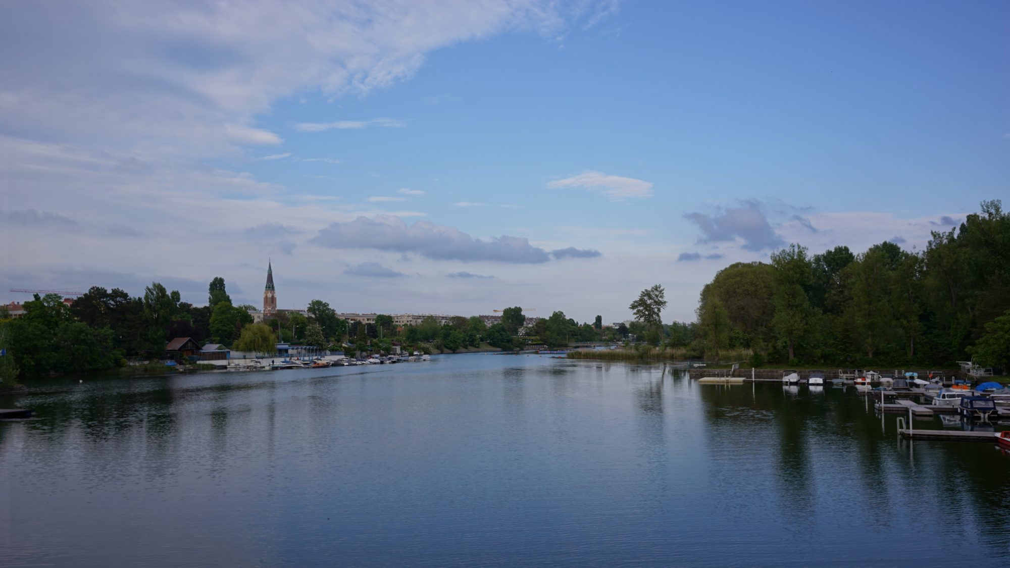 A stretch of water surrounded by trees
