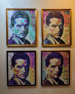 Four portraits of Falco the pop star